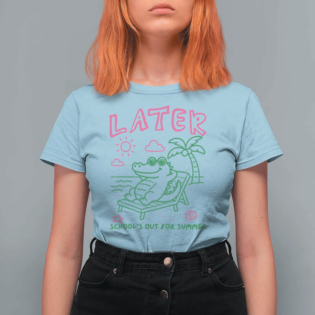 Later Gator School's Out for Summer T Shirt For Women Funny Last Day of School