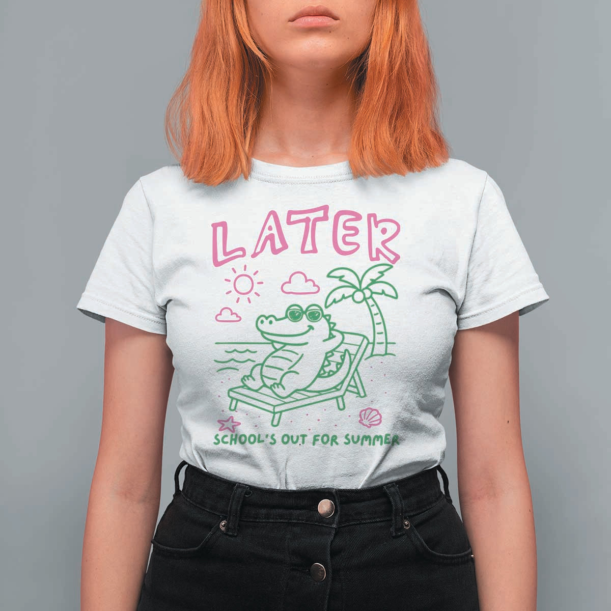 Later Gator School's Out for Summer T Shirt For Women Funny Last Day of School