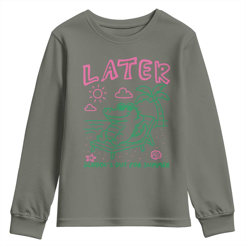 Later Gator School's Out for Summer Youth Sweatshirt Funny Last Day of School