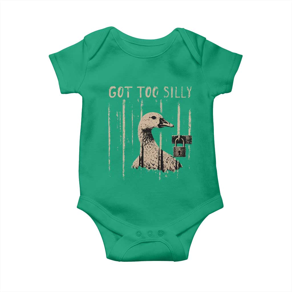 Got Too Silly Baby Onesie Funny Goose Jailbird Prison