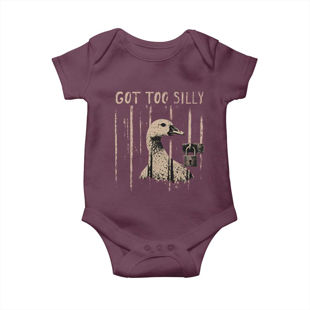 Got Too Silly Baby Onesie Funny Goose Jailbird Prison