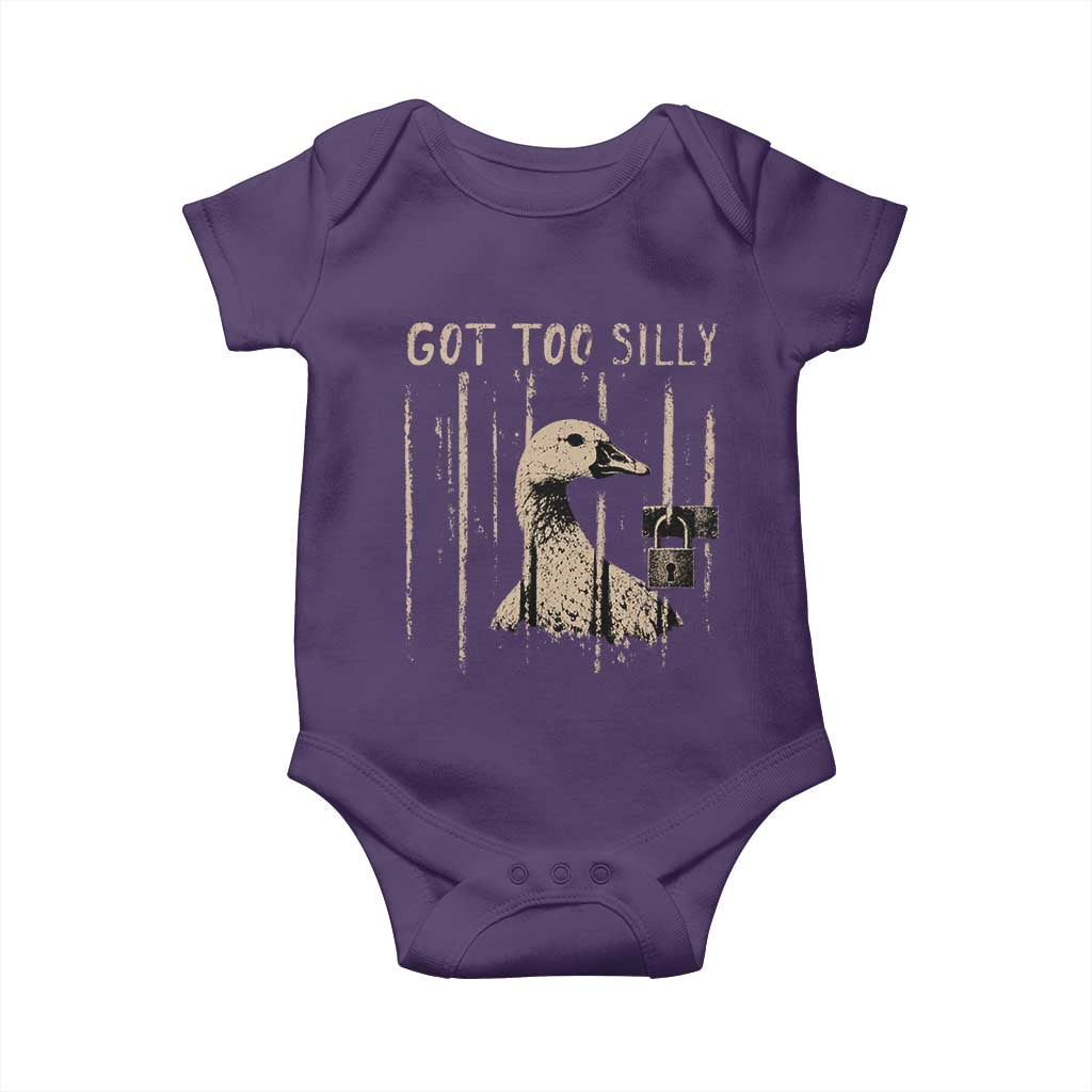 Got Too Silly Baby Onesie Funny Goose Jailbird Prison