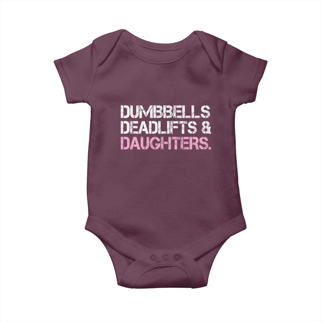 Dumbbells Deadlifts And Daughters Baby Onesie Funny Gym Girl Dad
