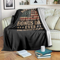 Best Effin Bonus Dad Ever Throw Blanket Step Dad American Flag Father's Day Gifts
