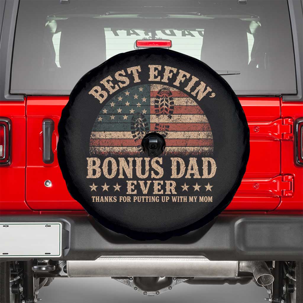 Best Effin Bonus Dad Ever Spare Tire Cover Step Dad American Flag Father's Day Gifts