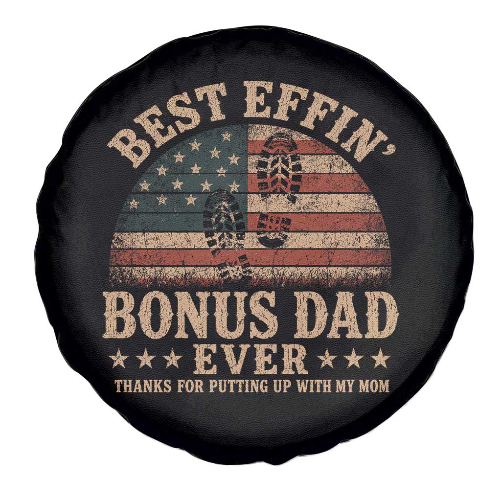 Best Effin Bonus Dad Ever Spare Tire Cover Step Dad American Flag Father's Day Gifts