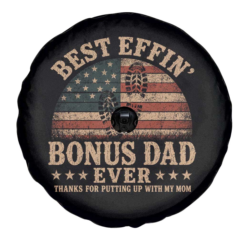 Best Effin Bonus Dad Ever Spare Tire Cover Step Dad American Flag Father's Day Gifts