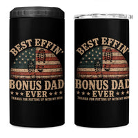 Best Effin Bonus Dad Ever 4 in 1 Can Cooler Tumbler Step Dad American Flag Father's Day Gifts