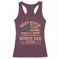 Best Effin Bonus Dad Ever Racerback Tank Top Step Dad American Flag Father's Day Gifts