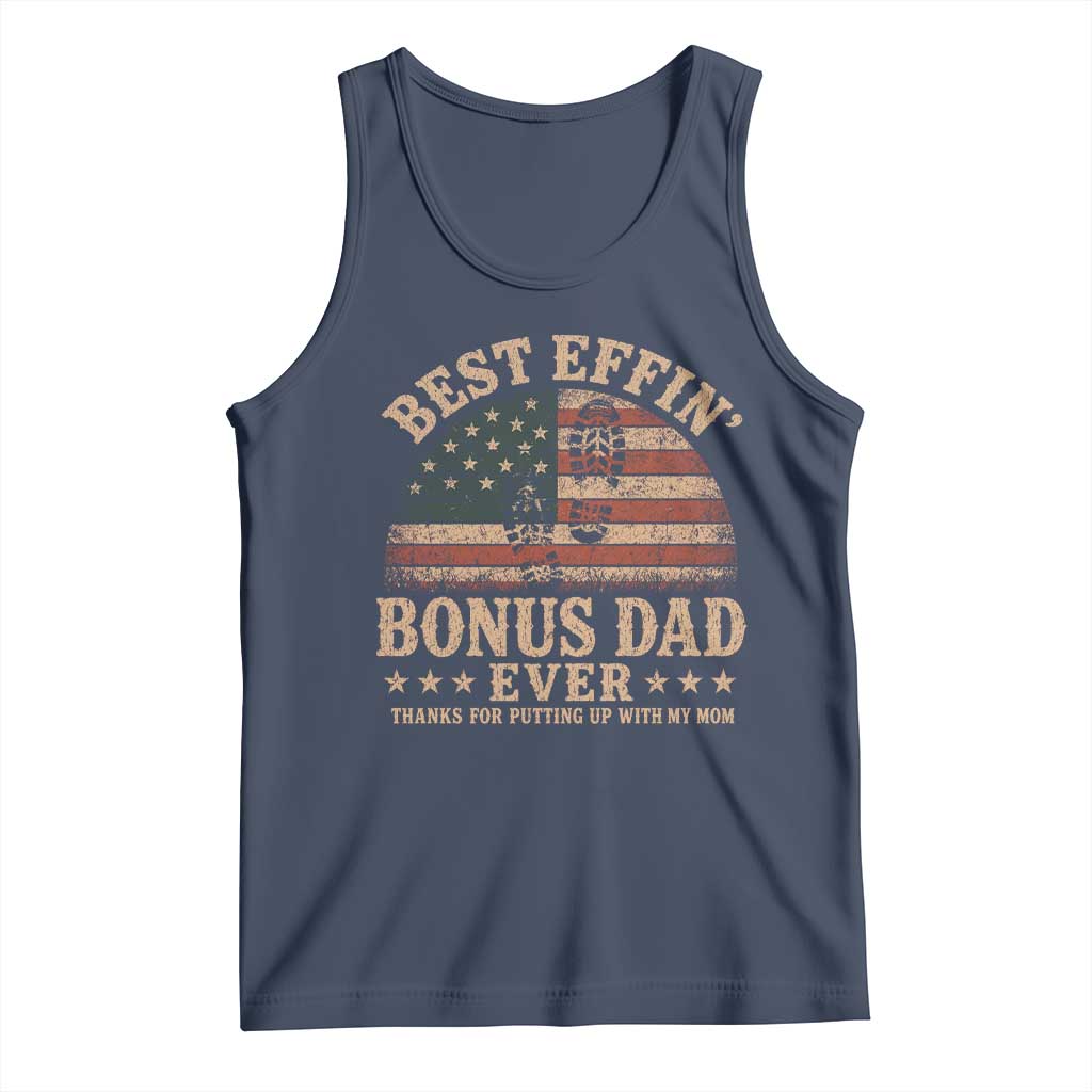 Best Effin Bonus Dad Ever Tank Top Step Dad American Flag Father's Day Gifts