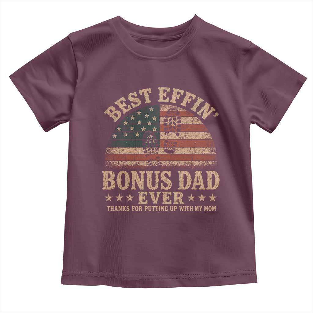 Best Effin Bonus Dad Ever Toddler T Shirt Step Dad American Flag Father's Day Gifts
