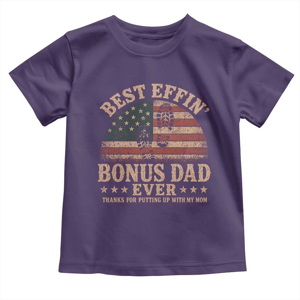 Best Effin Bonus Dad Ever Toddler T Shirt Step Dad American Flag Father's Day Gifts