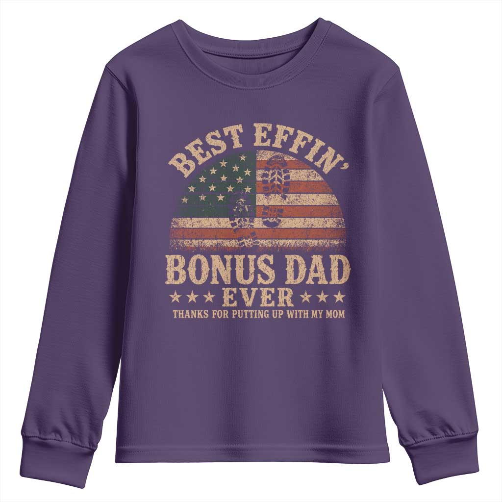 Best Effin Bonus Dad Ever Youth Sweatshirt Step Dad American Flag Father's Day Gifts