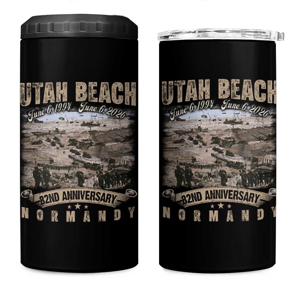 Utah Beach D Day 4 in 1 Can Cooler Tumbler 82nd Anniversary Honor History Normandy WWII