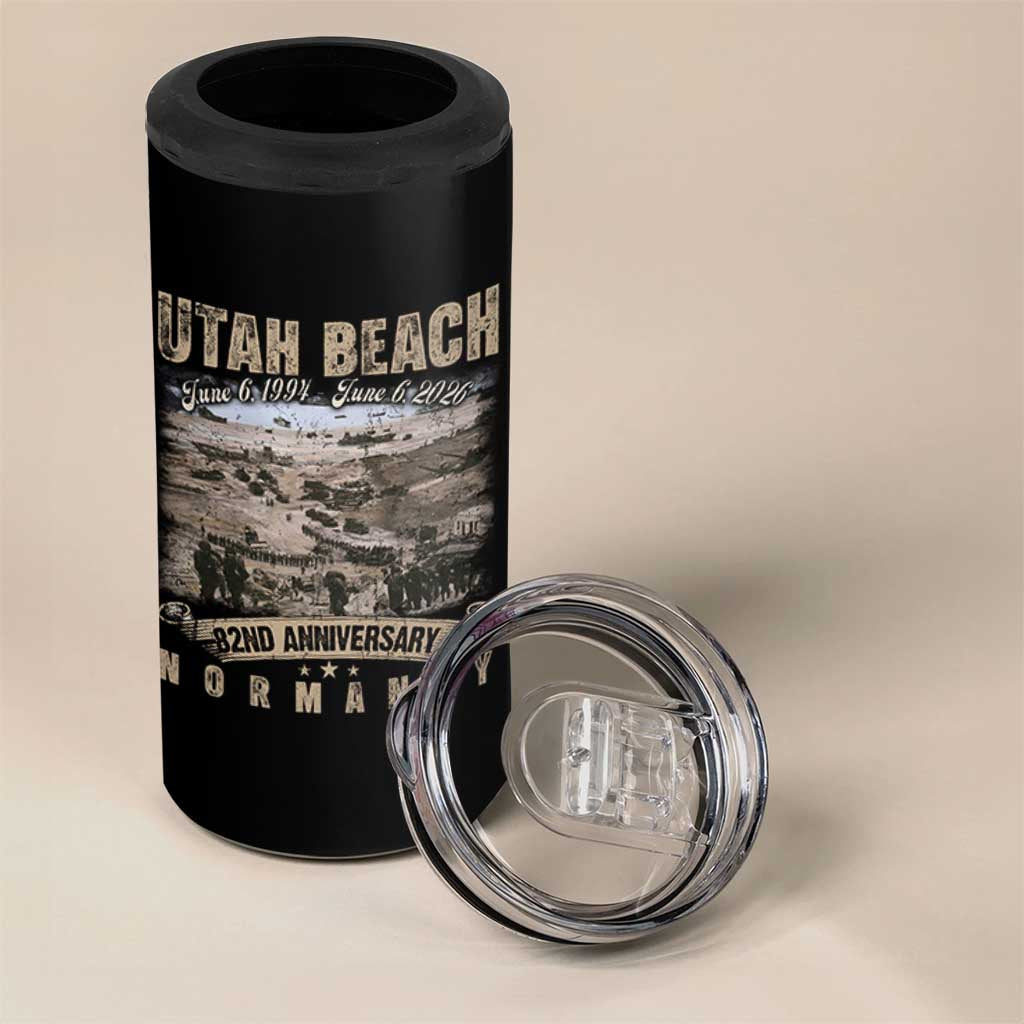 Utah Beach D Day 4 in 1 Can Cooler Tumbler 82nd Anniversary Honor History Normandy WWII