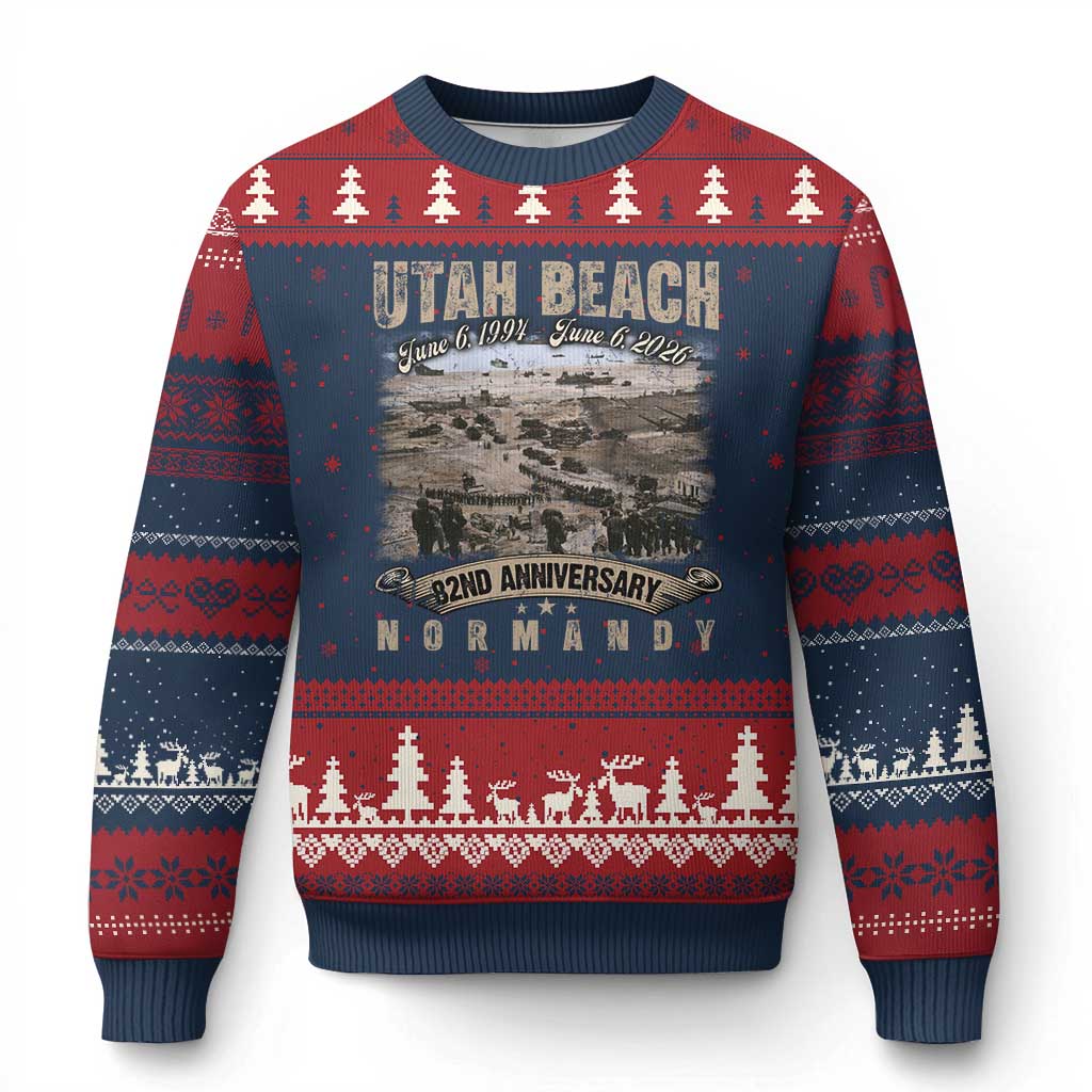 Utah Beach D Day Ugly Christmas Sweater 82nd Anniversary Honor History Normandy WWII
