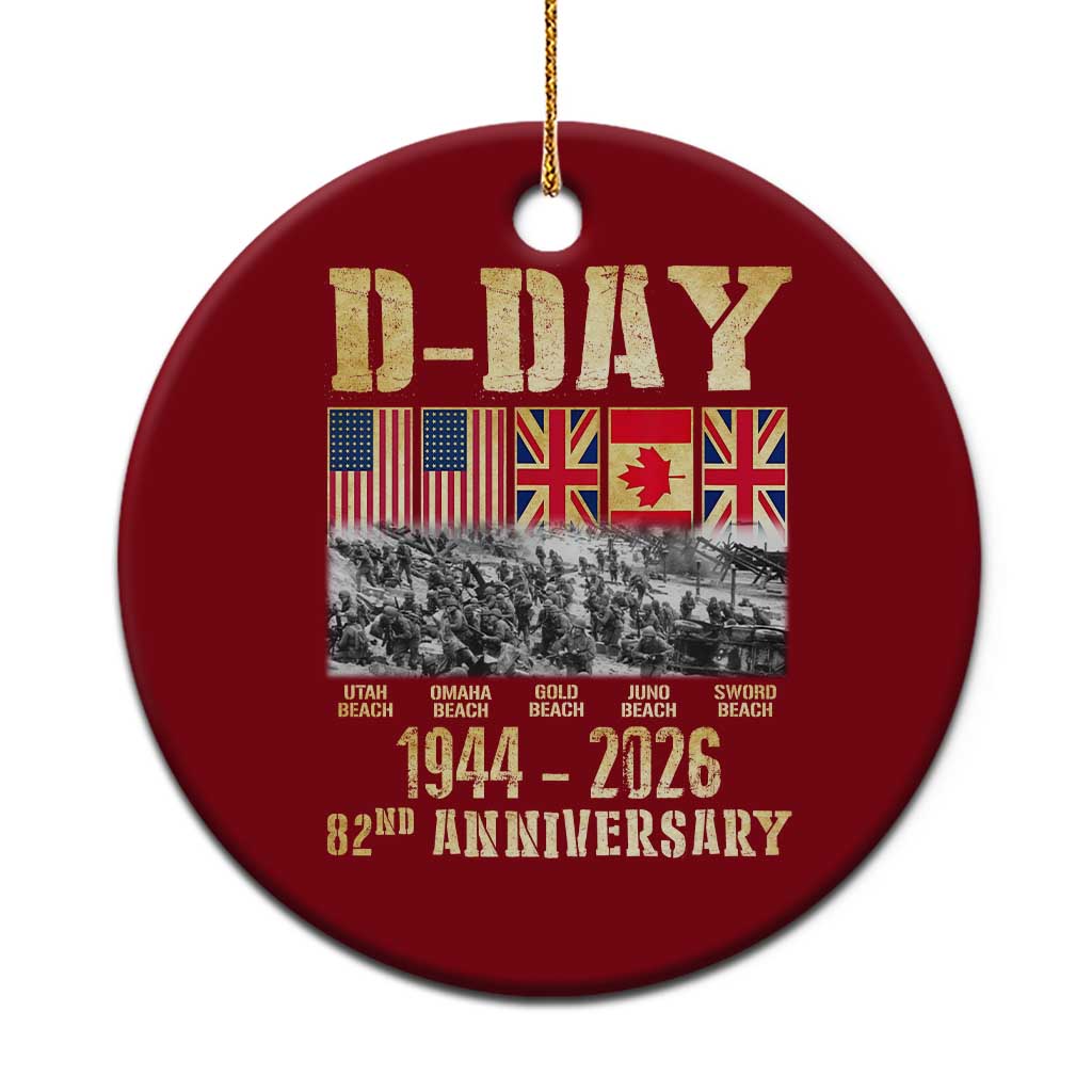 D Day 82nd Anniversary Honor History Normandy WWII Ceramic Ornament