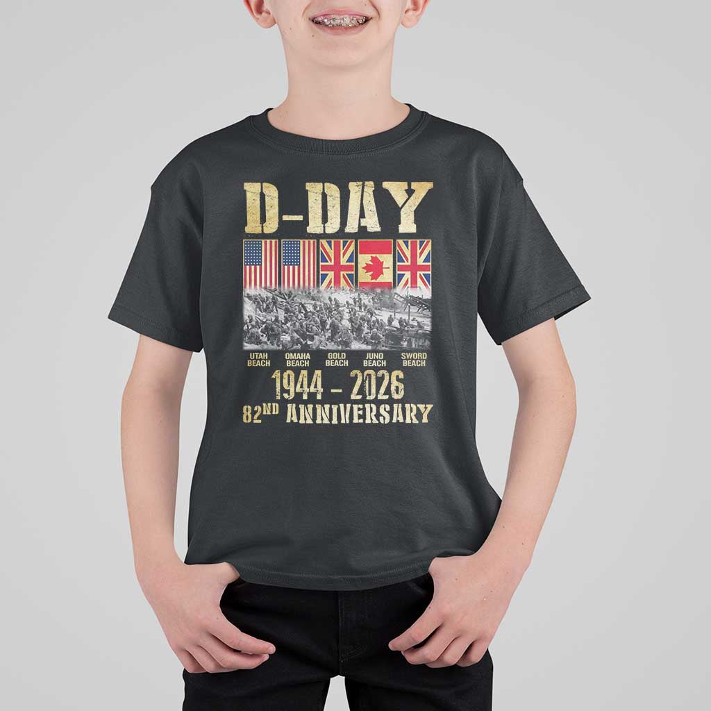 D Day 82nd Anniversary Honor History Normandy WWII T Shirt For Kid