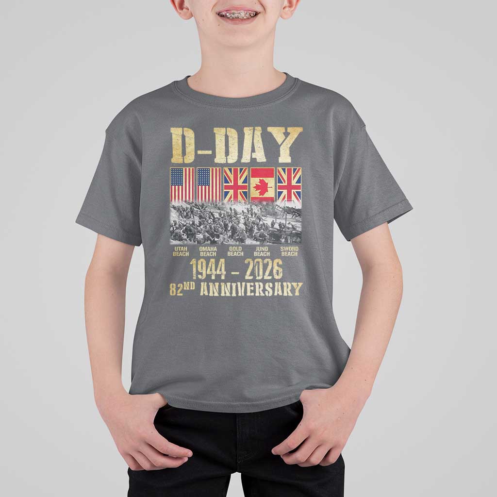 D Day 82nd Anniversary Honor History Normandy WWII T Shirt For Kid