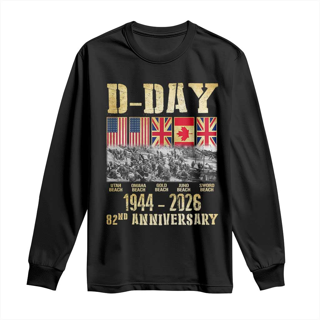 D Day 82nd Anniversary Honor History Normandy WWII Long Sleeve Shirt