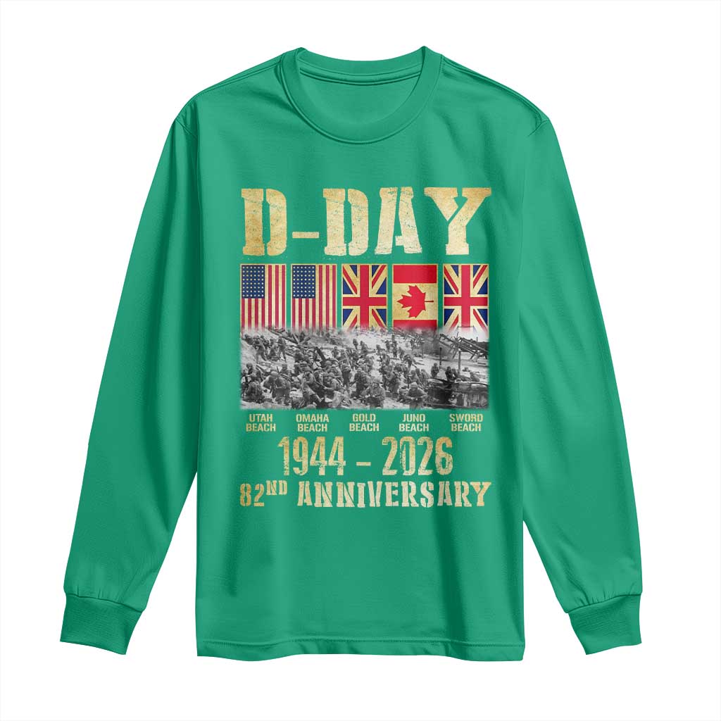 D Day 82nd Anniversary Honor History Normandy WWII Long Sleeve Shirt