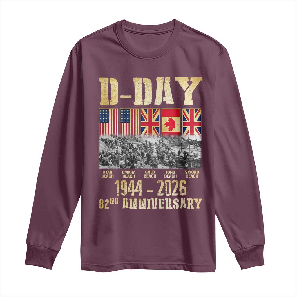 D Day 82nd Anniversary Honor History Normandy WWII Long Sleeve Shirt
