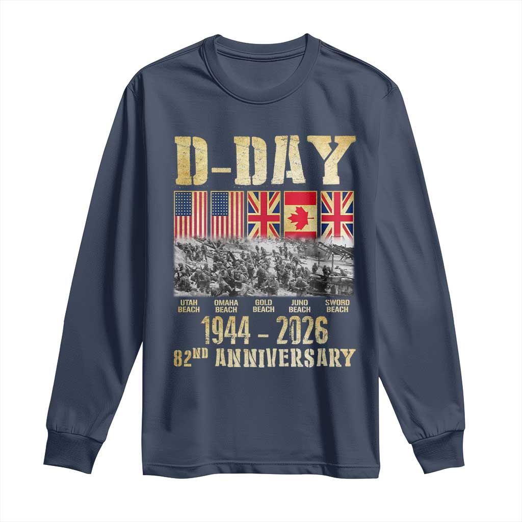 D Day 82nd Anniversary Honor History Normandy WWII Long Sleeve Shirt