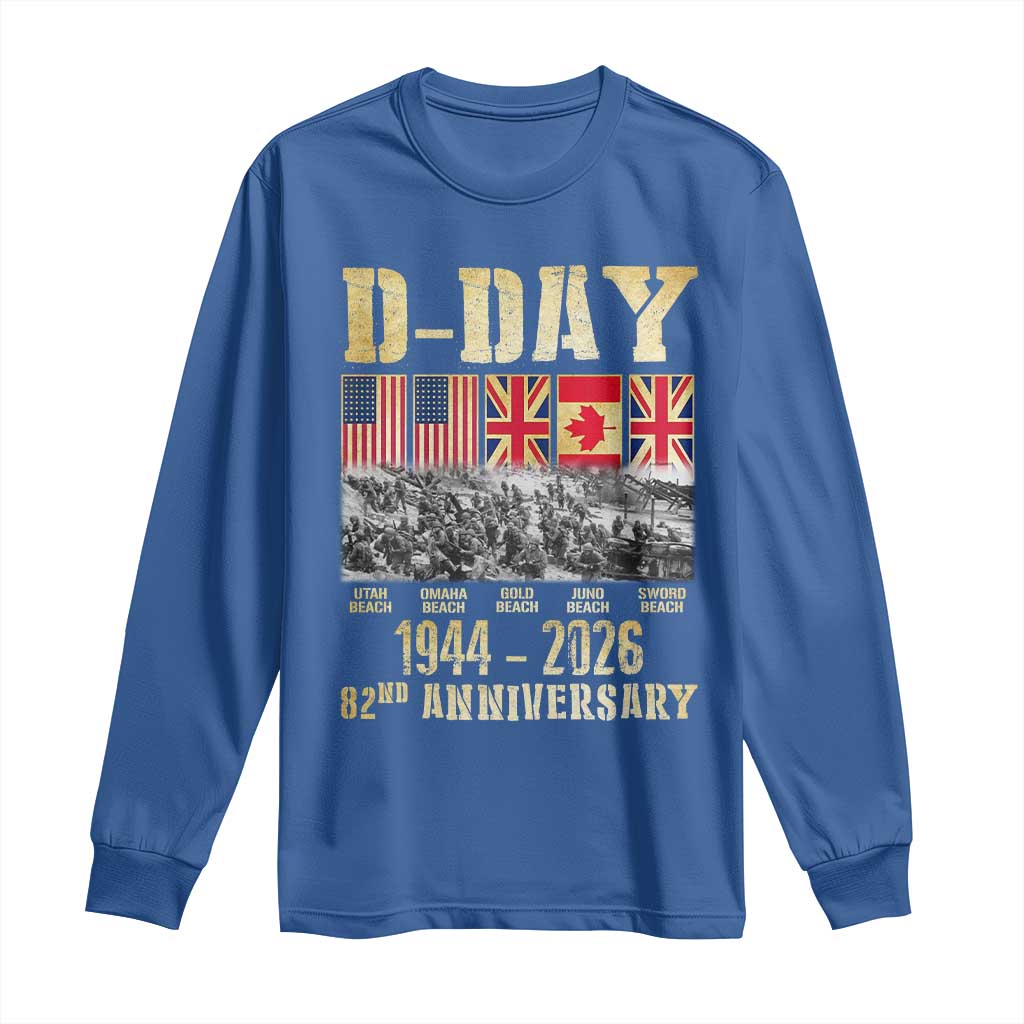 D Day 82nd Anniversary Honor History Normandy WWII Long Sleeve Shirt
