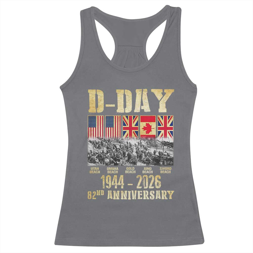 D Day 82nd Anniversary Honor History Normandy WWII Racerback Tank Top