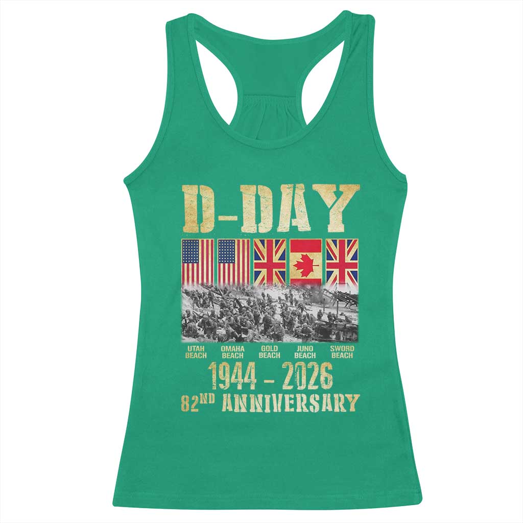 D Day 82nd Anniversary Honor History Normandy WWII Racerback Tank Top