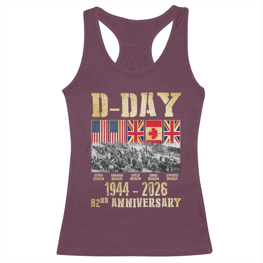 D Day 82nd Anniversary Honor History Normandy WWII Racerback Tank Top