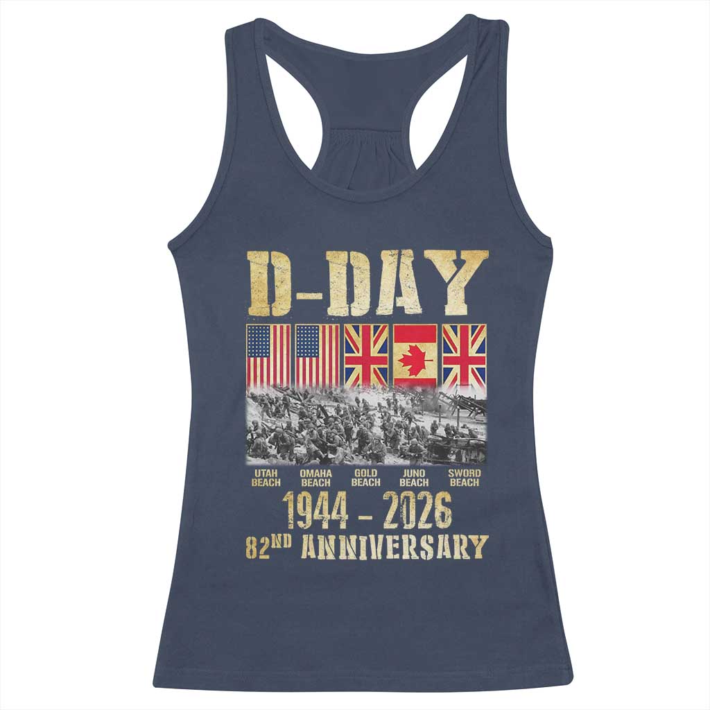 D Day 82nd Anniversary Honor History Normandy WWII Racerback Tank Top