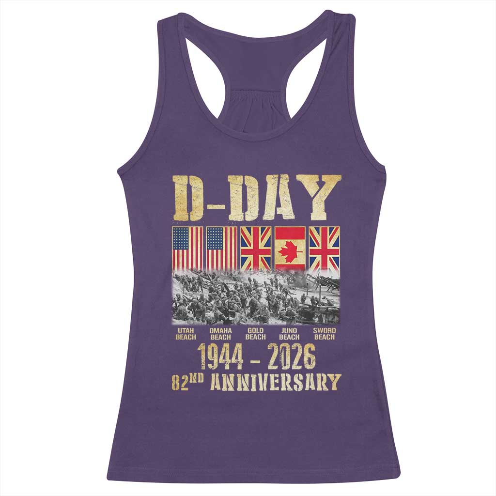 D Day 82nd Anniversary Honor History Normandy WWII Racerback Tank Top