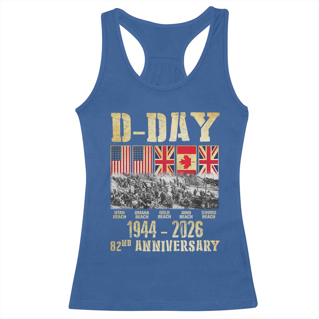 D Day 82nd Anniversary Honor History Normandy WWII Racerback Tank Top