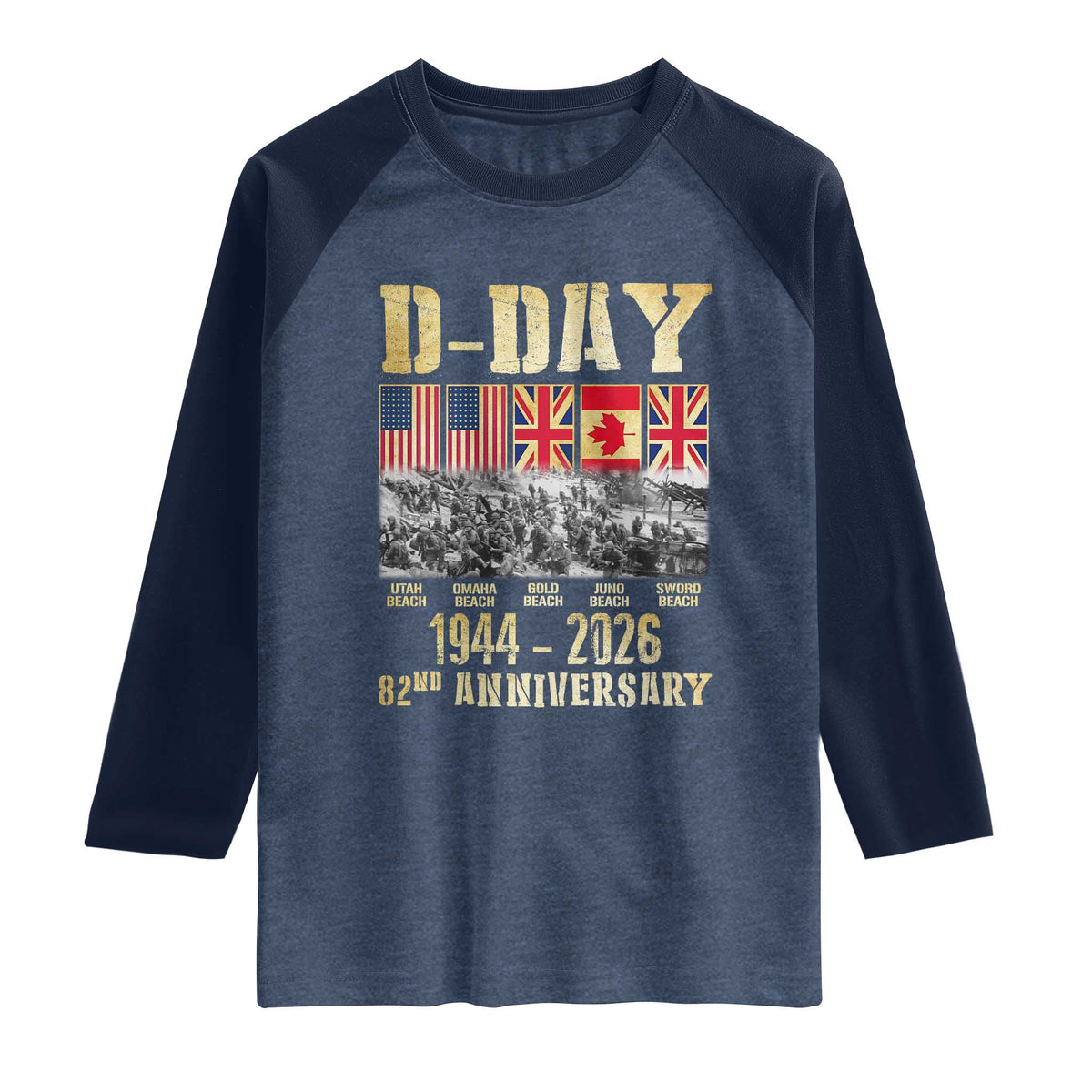 D Day 82nd Anniversary Honor History Normandy WWII Raglan Shirt
