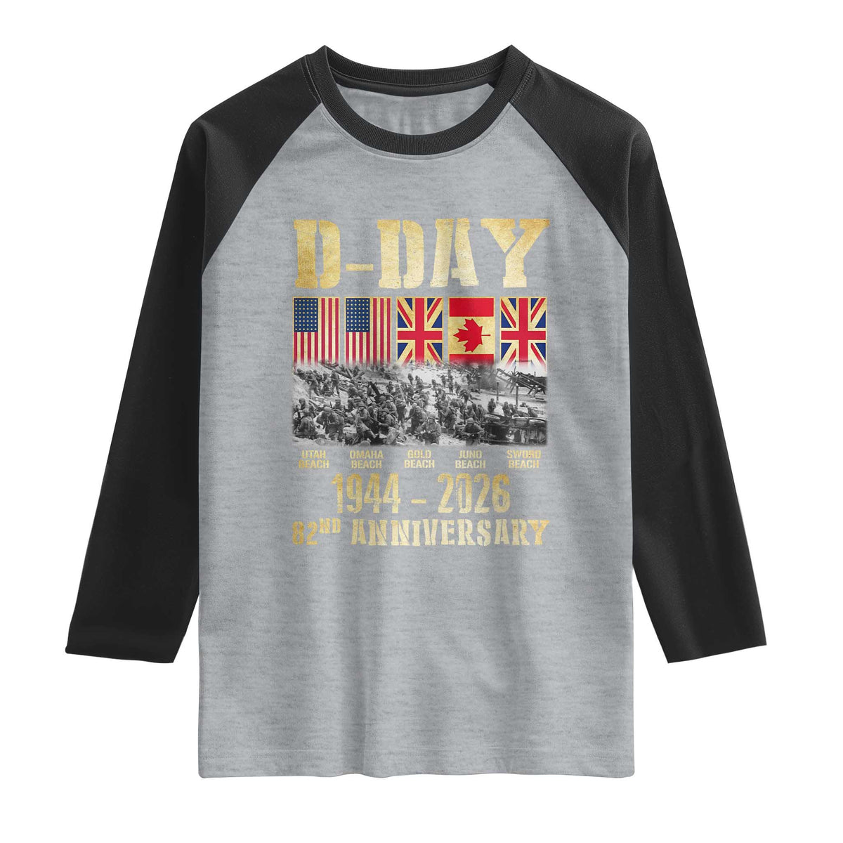 D Day 82nd Anniversary Honor History Normandy WWII Raglan Shirt