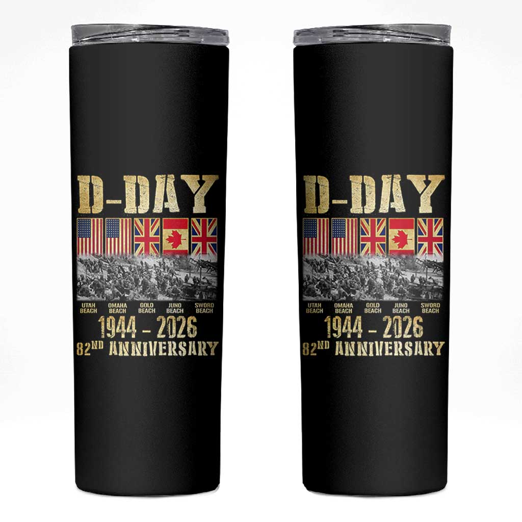 D Day 82nd Anniversary Honor History Normandy WWII Skinny Tumbler