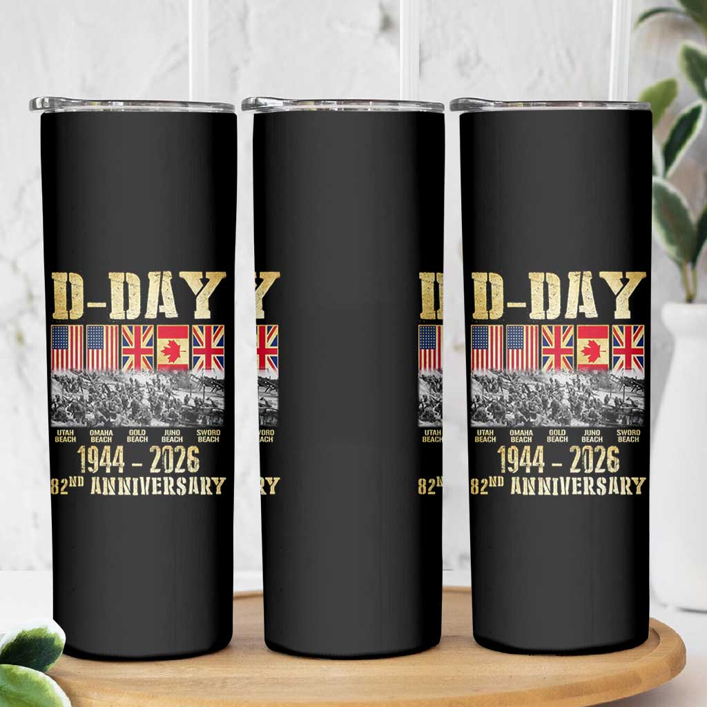 D Day 82nd Anniversary Honor History Normandy WWII Skinny Tumbler