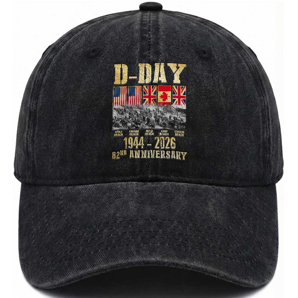 D Day 82nd Anniversary Honor History Normandy WWII Washed Cotton Baseball Cap