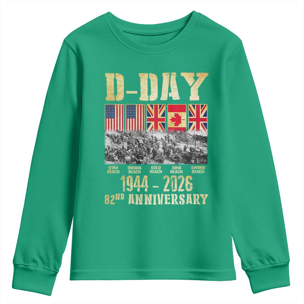 D Day 82nd Anniversary Honor History Normandy WWII Youth Sweatshirt