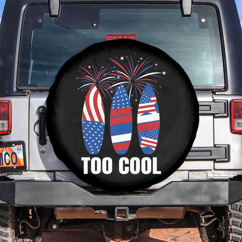 Surfing Lover Spare Tire Cover Surfboard 4th Of July Patriotic USA Flag Fireworks