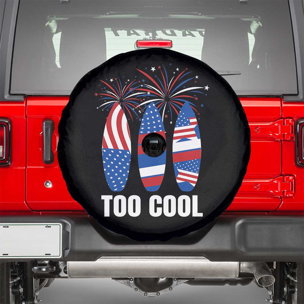Surfing Lover Spare Tire Cover Surfboard 4th Of July Patriotic USA Flag Fireworks