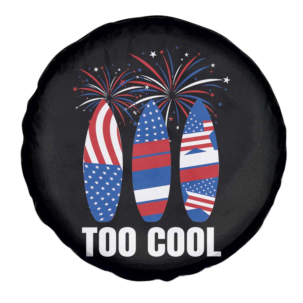 Surfing Lover Spare Tire Cover Surfboard 4th Of July Patriotic USA Flag Fireworks