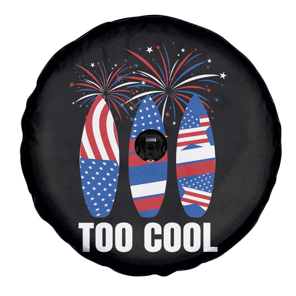 Surfing Lover Spare Tire Cover Surfboard 4th Of July Patriotic USA Flag Fireworks