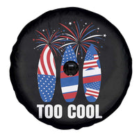Surfing Lover Spare Tire Cover Surfboard 4th Of July Patriotic USA Flag Fireworks