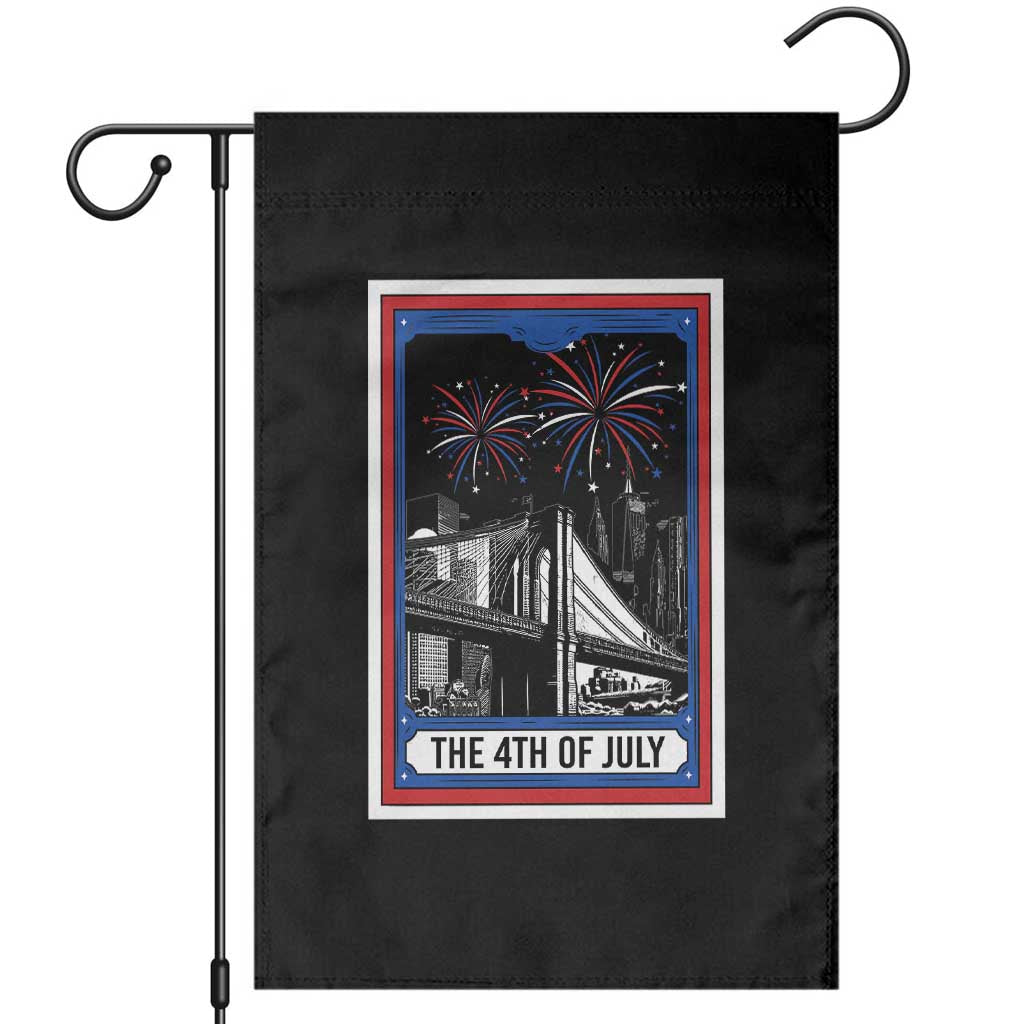 The 4th Of July Garden Flag Vintage Tarot Card Dark Magic USA Fireworks