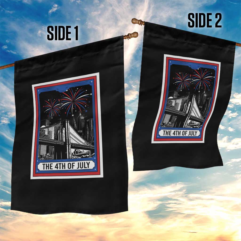The 4th Of July Garden Flag Vintage Tarot Card Dark Magic USA Fireworks