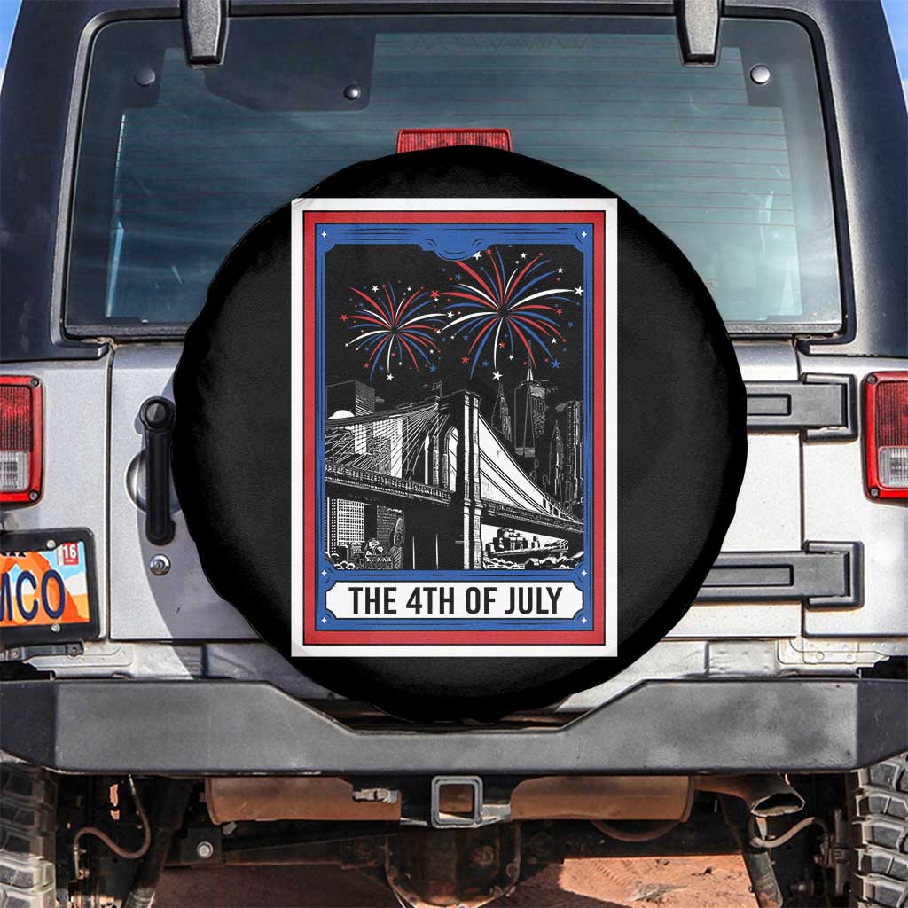 The 4th Of July Spare Tire Cover Vintage Tarot Card Dark Magic USA Fireworks
