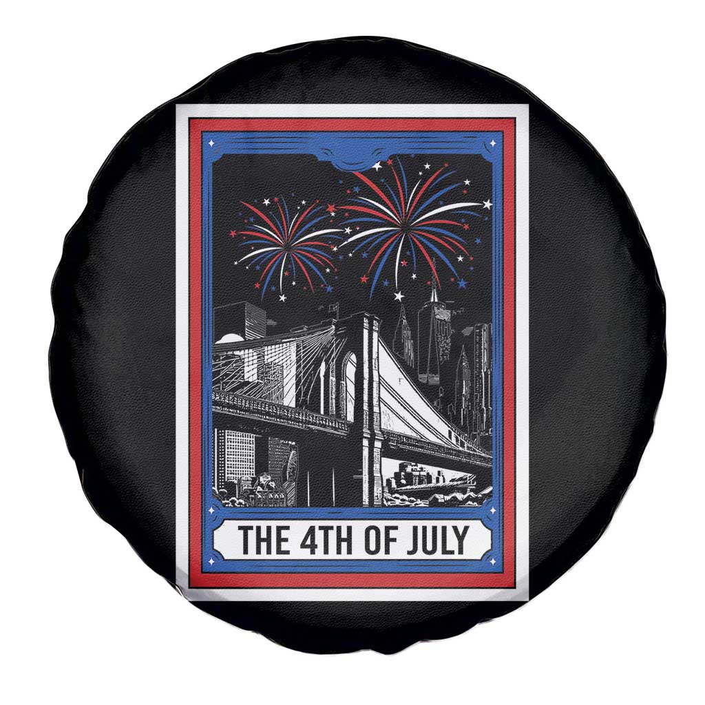 The 4th Of July Spare Tire Cover Vintage Tarot Card Dark Magic USA Fireworks
