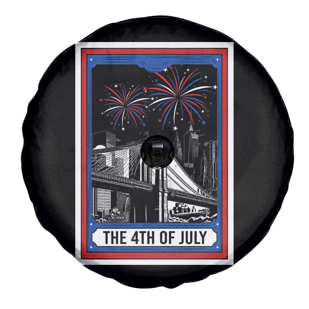 The 4th Of July Spare Tire Cover Vintage Tarot Card Dark Magic USA Fireworks